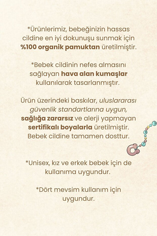 %100 Pamuk Gökkuşağı Desenli Çıtçıtlı Bebek Tulumu ve Şapka Seti – Unisex, Doğal, Nefes Alabilir