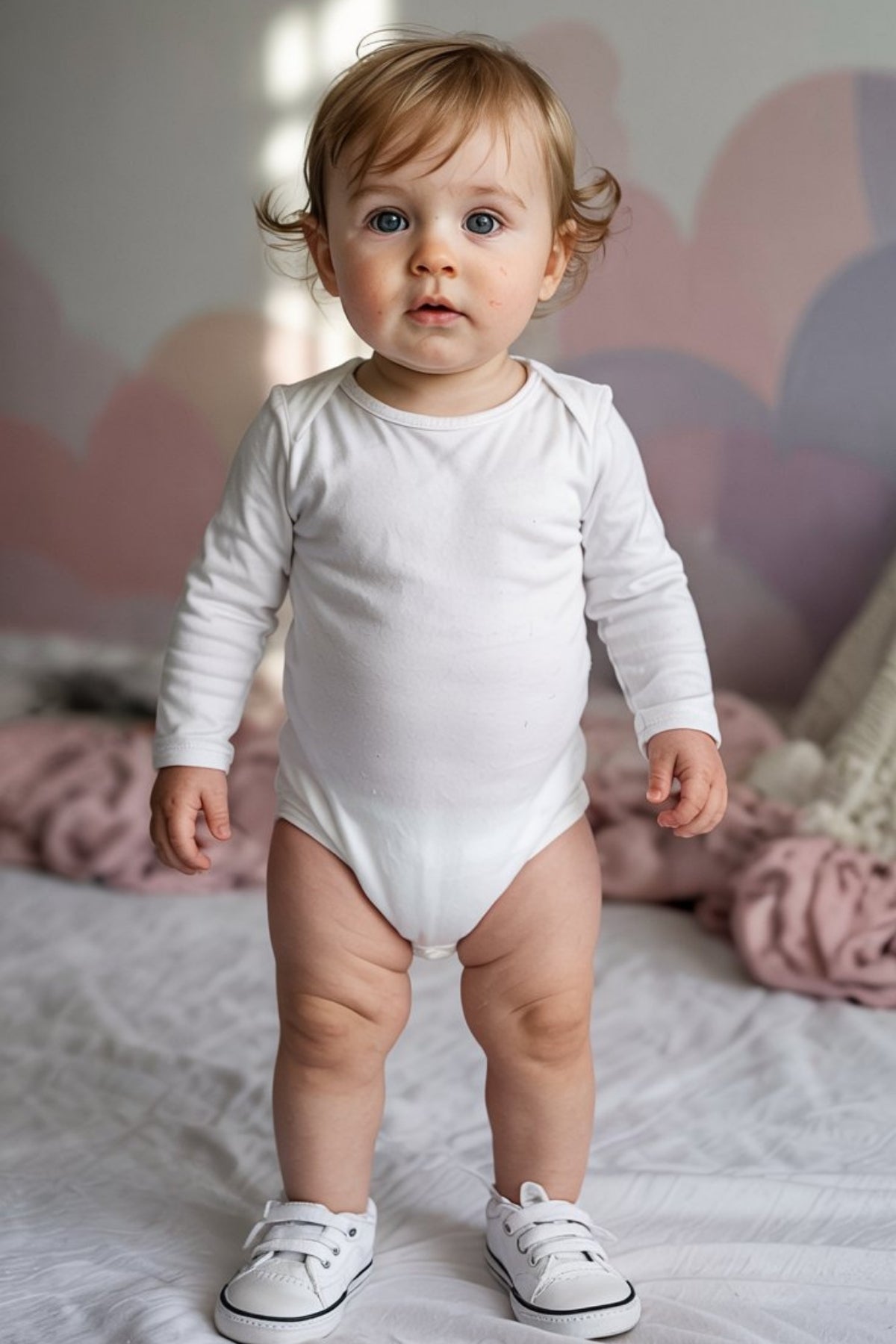 %100 Pamuk Unisex Bebek Body Uzun Kollu Çıtçıtlı Badi Çıtçıtlı Zıbın Beyaz