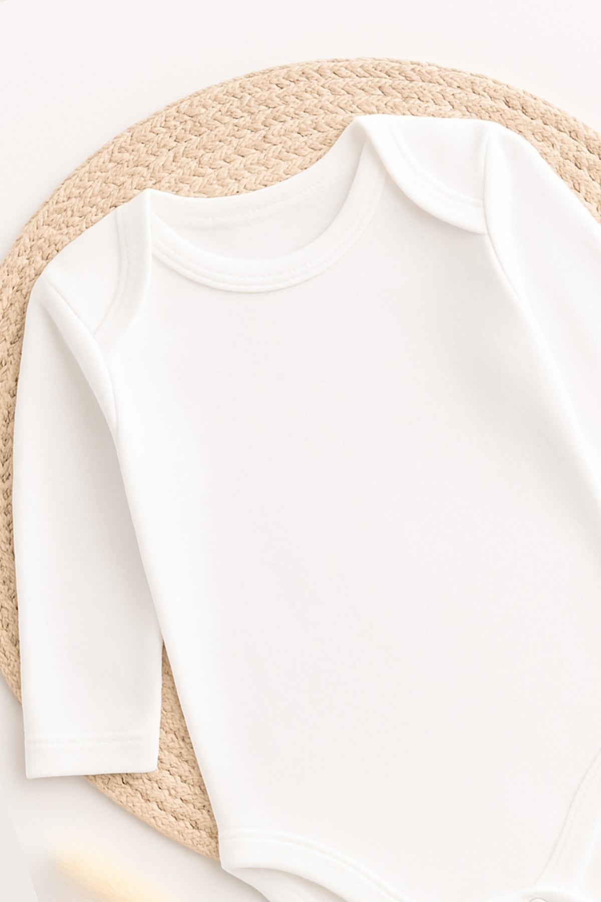 %100 Pamuk Unisex Bebek Body Uzun Kollu Çıtçıtlı Badi Çıtçıtlı Zıbın Beyaz