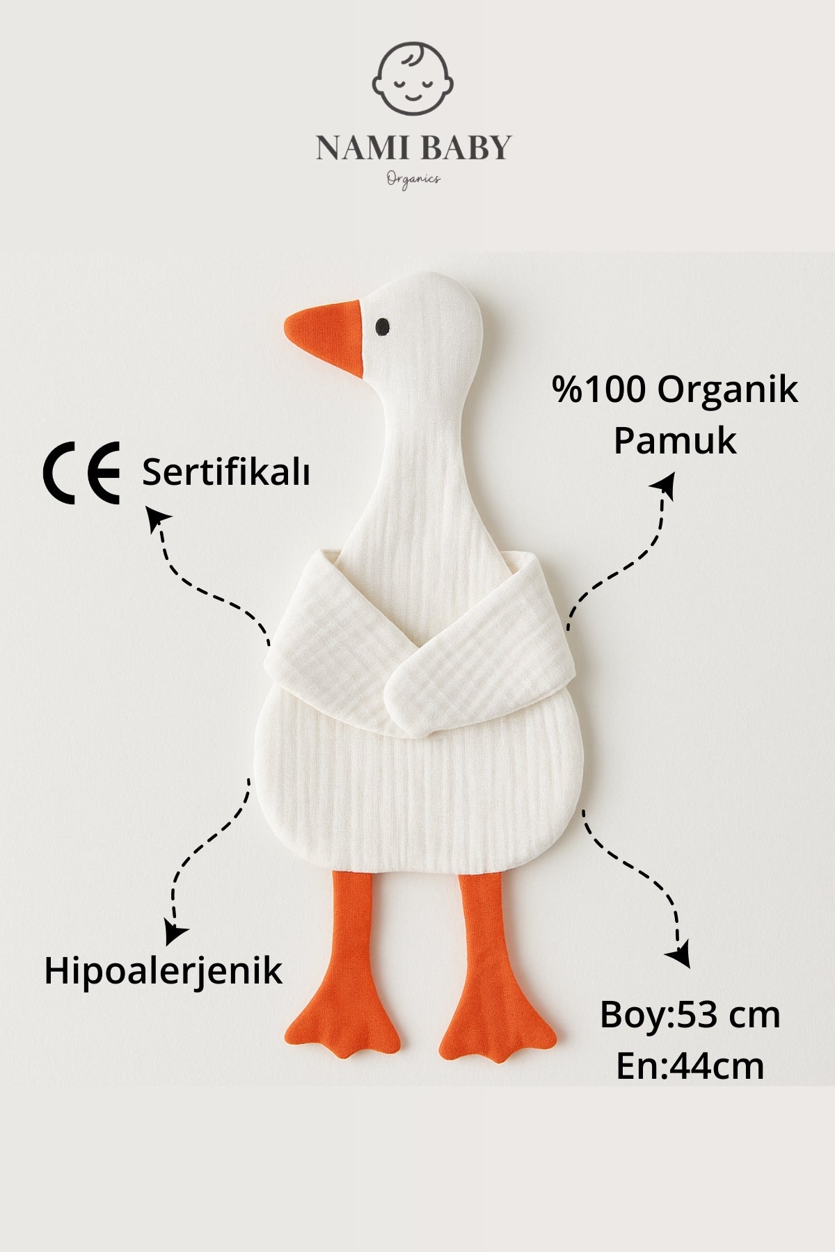 Müslin Uyku Arkadaşı – Hipoalerjenik Bebek Uyku Arkadaşı Ördek Uyku Arkadaşı