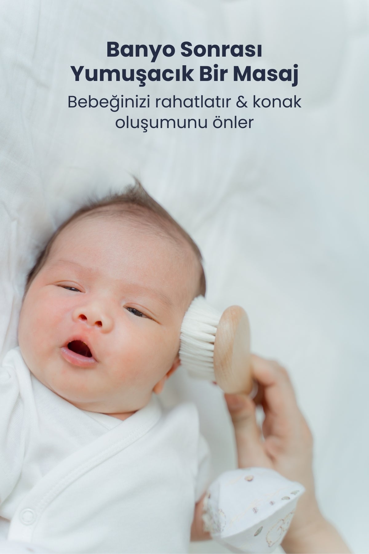 Nami Baby %100 Doğal Keçi Kılı Bebek Saç Fırçası ve Ahşap Tarak Seti Saklama Keseli 3'lü Set