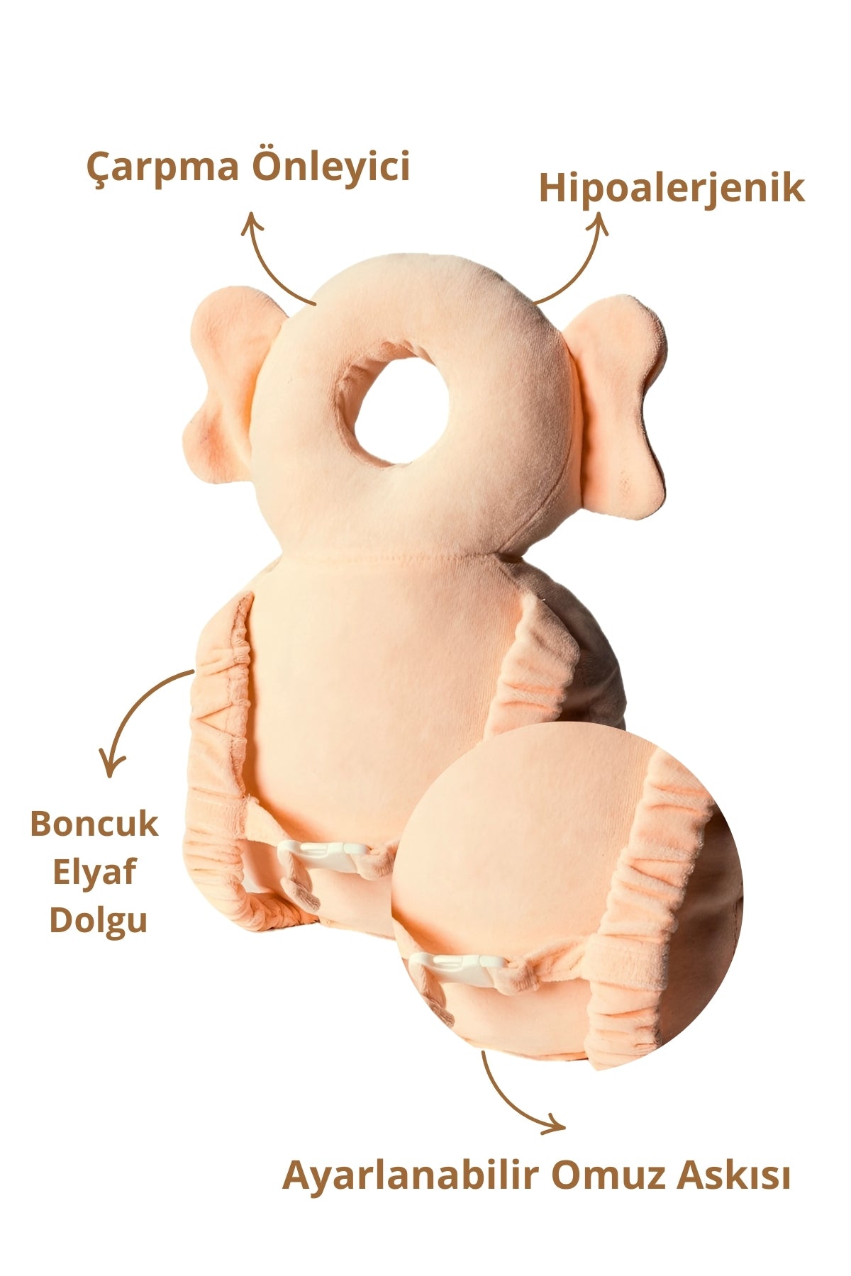 Bebek Kafa Koruma Yastığı – Boyun ve Düşme Yastığı Koruyucu Yastık Fil Figürlü Yastık