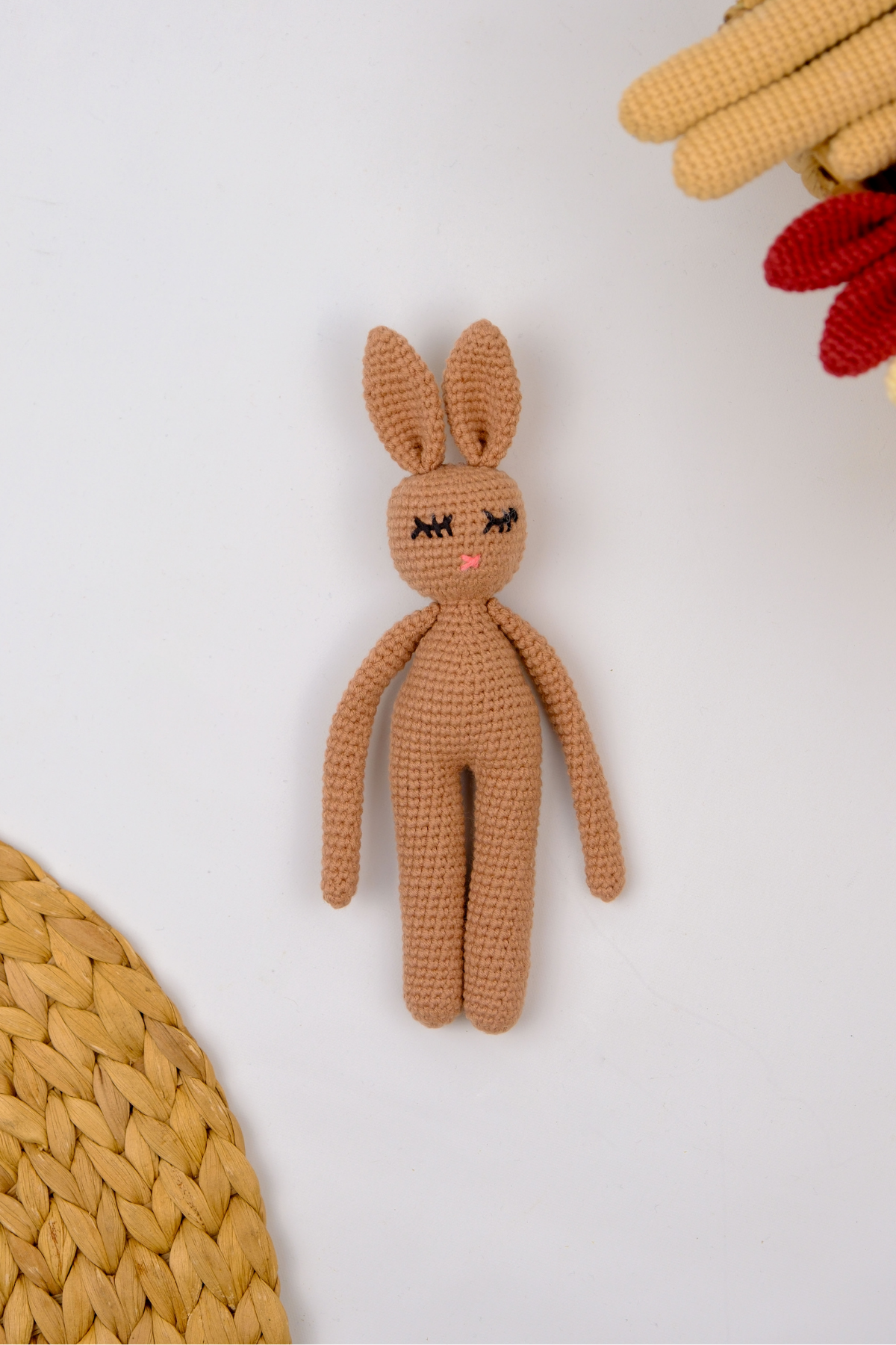 Amigurumi Yenidoğan Örgü Uyku Arkadaşı Tavşan Bej - Organik Oyuncak