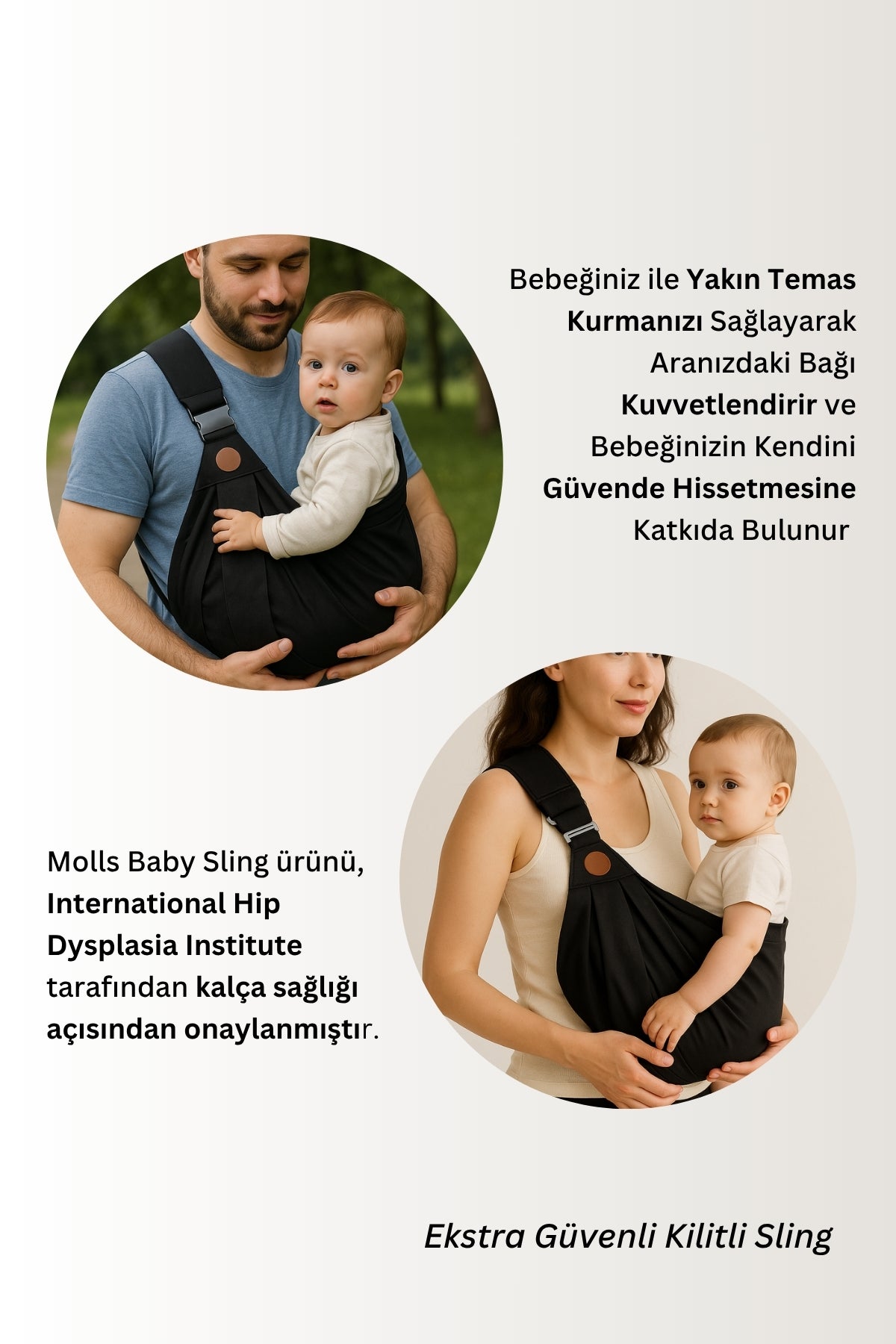 Ergonomik Kanguru Bebek Taşıyıcı Sling | Güvenli Kilit Sistemli Bebek Taşıyıcı Sling
