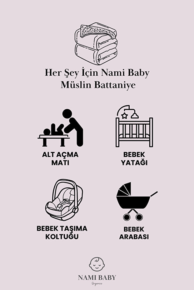 Müslin Kız Bebek Battaniyesi - Müslin Bebek Battaniyesi %100 Pamuk Müslin Battaniye
